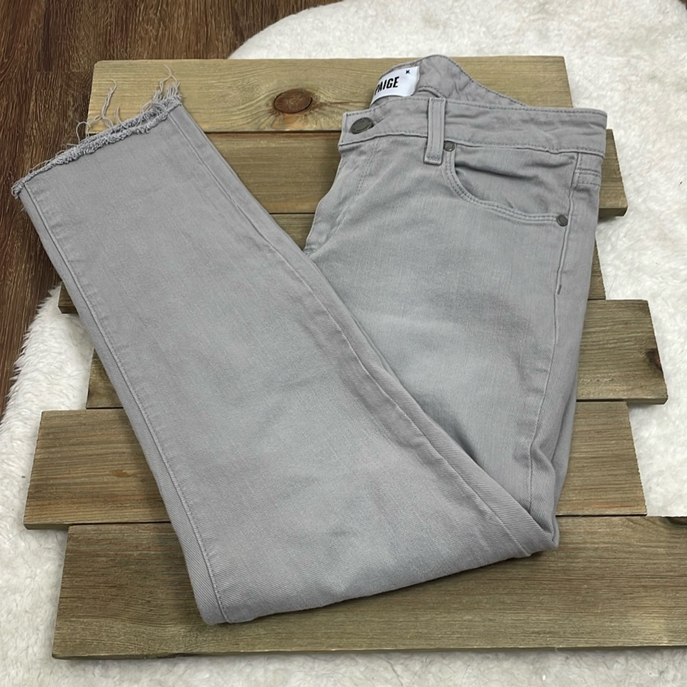 Paige Skyline Ankle Peg Gray Jeans